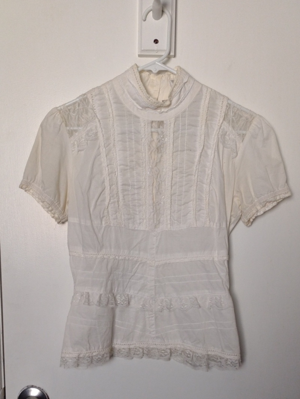 Vintage 90's Victoria's Secret Clues Collection White Cotton Victorian Top Small